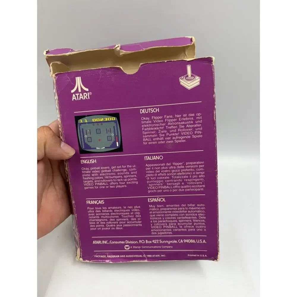 Video Pinball - Authentic Atari 2600 Game w/ Manual: Tested & Works